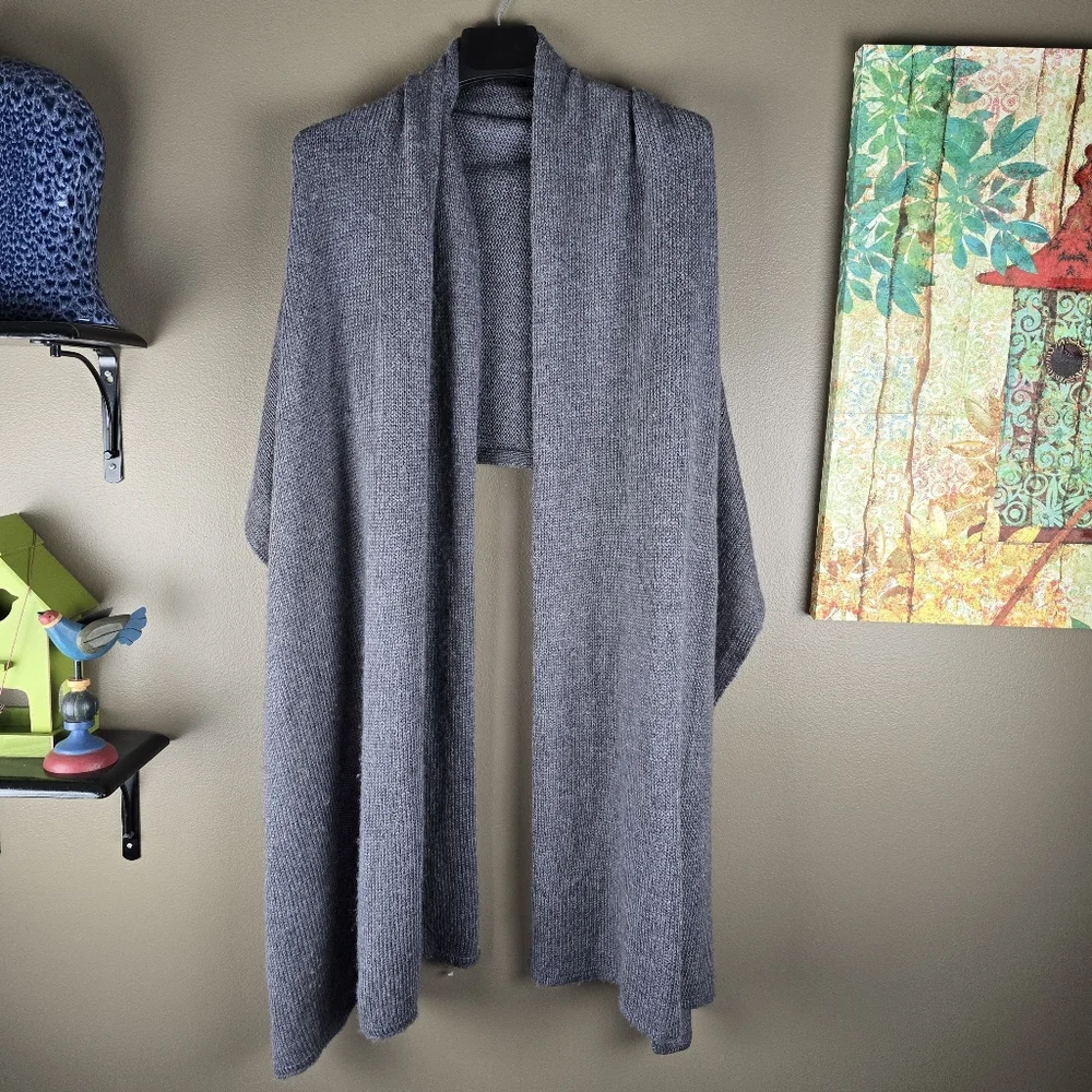 Wooden Ships Gray Wool Mohair Blend Scarf Wrap Poncho